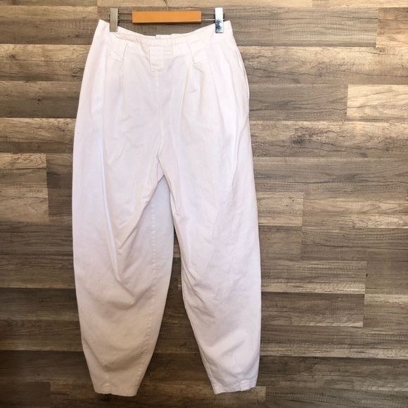 Vintage White Pleated High Waisted Baggy Pants Trousers Small - Picture 6 of 6